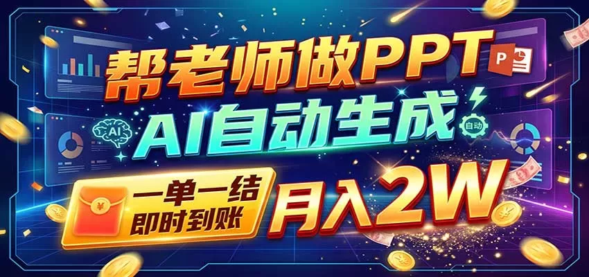 AI做PPT赚了！一单500-800，旺季订单接不完，附免费AI工具-入巷拾玖