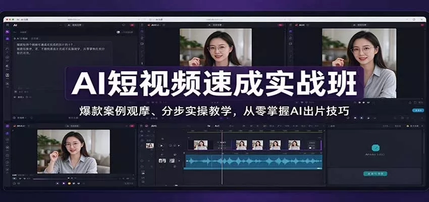 AI短视频速成实战班：爆款案例观摩、分步实操教学，从零掌握AI出片技巧-入巷拾玖